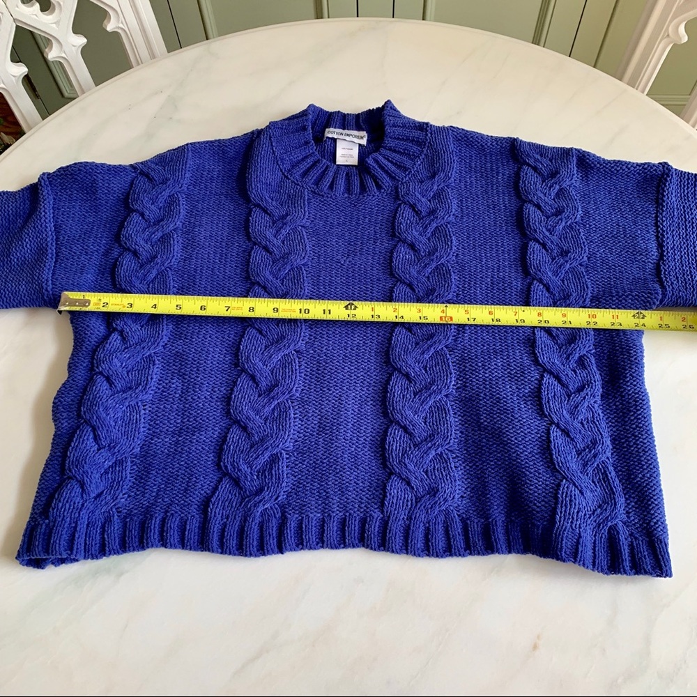 *SOLD* NWOT Cotton Emporium Cable Mock Sweater Blue Sz L - Picture 6 of 7